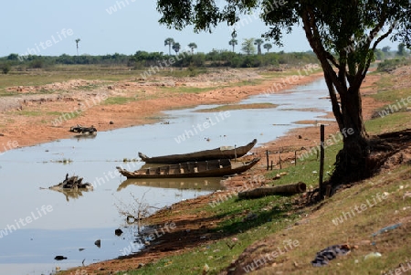 A River near the Lake Village Kompong Pluk at the Lake Tonle Sap near the City of Siem Riep in the west of Cambodia.