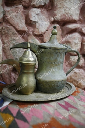 a cafe and Tea Shop in the Village of Wadi Musa near the Temple city of Petra in Jordan in the middle east.