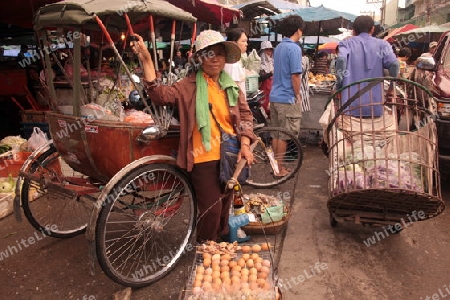 Menschen auf dem Grossen Lebensmittelmarkt von Talat Warorot in Chiang Mai im Norden von Thailand.