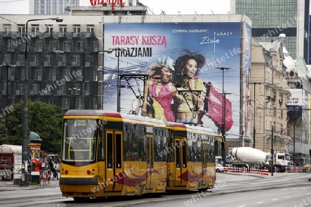 A City Train the modern City of Warsaw in Poland, East Europe.