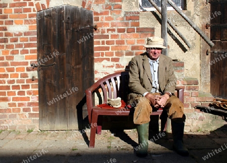 Bauer bei Ruhepause