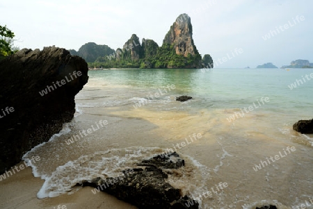 The Hat Railay Leh Beach at Railay near Ao Nang outside of the City of Krabi on the Andaman Sea in the south of Thailand. 