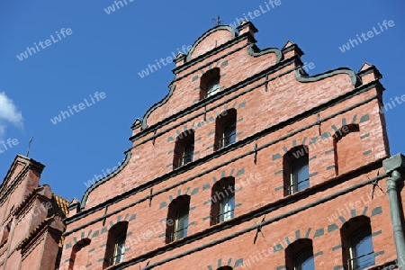 historische Giebel in der Altstadt,  Stralsund , Unesco Weltkulturerbe, Mecklenburg Vorpommern, Deutschland, Europa , oeffentlicher Grund