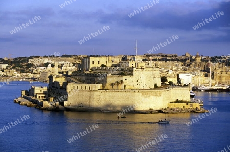 The centre of the Old Town of the city of Valletta on the Island of Malta in the Mediterranean Sea in Europe.
