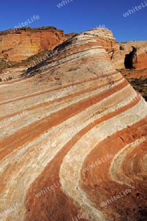 "Fire Wave", im Abendlicht, Valley of Fire, nahe Las Vegas, Nevada, Suedwesten , USA