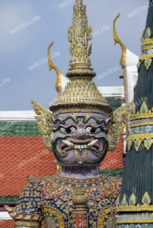 Der Wat Phra Kaew in der Stadt Bangkok in Thailand in Suedostasien.