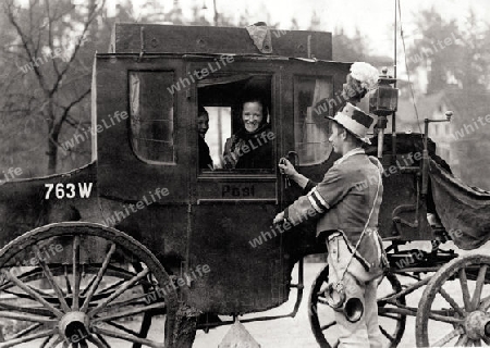 Postkutsche um 1900 im Spessart