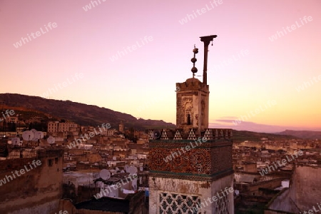 The Medina of old City in the historical Town of Fes in Morocco in north Africa.