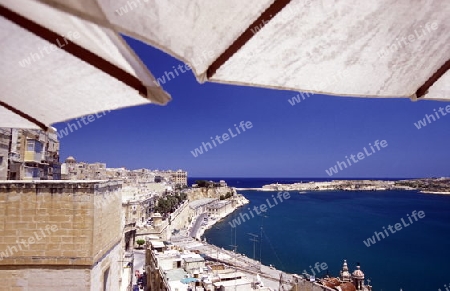 The centre of the Old Town of the city of Valletta on the Island of Malta in the Mediterranean Sea in Europe.
