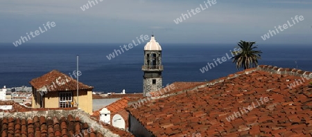 The view of the City of Santa Cruz on the Island of Tenerife on the Islands of Canary Islands of Spain in the Atlantic.  