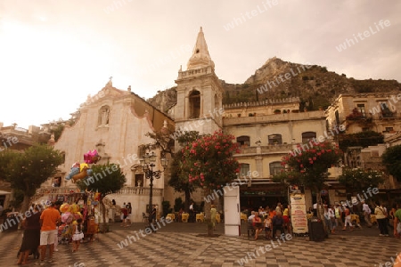 The old Town of  Taormina in Sicily in south Italy in Europe.