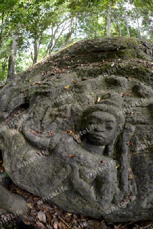 The Tempel Ruin of  Kbal Spean 50 Km northeast of in the Temple City of Angkor near the City of Siem Riep in the west of Cambodia.