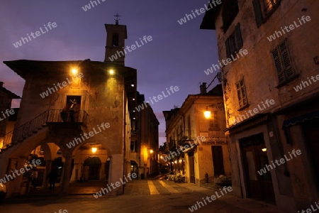 The Square in the Fishingvillage of Orta on the Lake Orta in the Lombardia  in north Italy. 