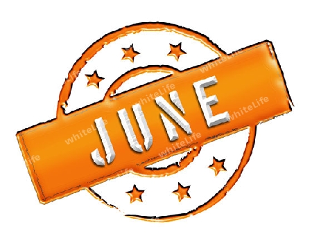 Sign, symbol, stamp or icon for your presentation, for websites and many more named JUNE