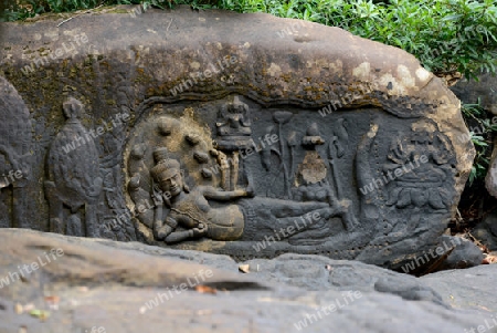 The Tempel Ruin of  Kbal Spean 50 Km northeast of in the Temple City of Angkor near the City of Siem Riep in the west of Cambodia.