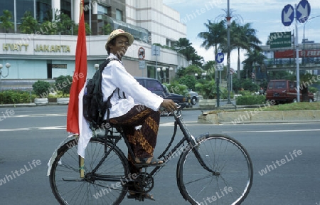 a riksha taxi driver Protest in the city centre of Jakarta in Indonesia in Southeastasia.