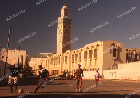 The Hassan 2 Mosque in the City of Casablanca in Morocco , North Africa.