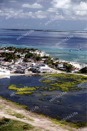 Suedamerika, Karibik, Venezuela, Los Roques, Insel, Atoll, Archipfel, Klima, Reef, Dorfinsel, Landschaft, Rundsicht, Sicht vom Bergspitz, Dorf, Uebersicht,  