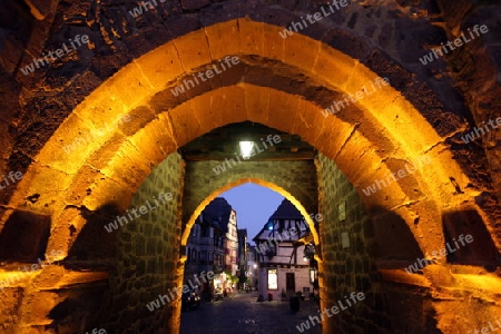 the olt town of the village of Riquewihr in the province of Alsace in France in Europe