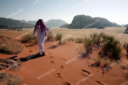 The Landscape of the Wadi Rum Desert in Jordan in the middle east.