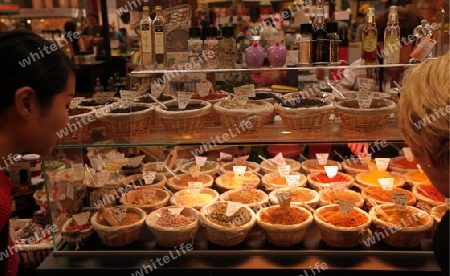 the Market Hall in the old city of Colmar in  the province of Alsace in France in Europe