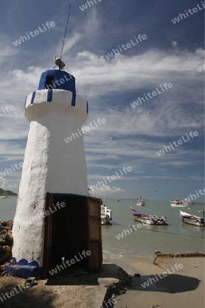 Suedamerika, Karibik, Venezuela, Isla Margarita, Juangriego, Ein Leuchtturm am Strand des Fischerdorfes Juangriego an der Karibik auf der Isla Margarita. 