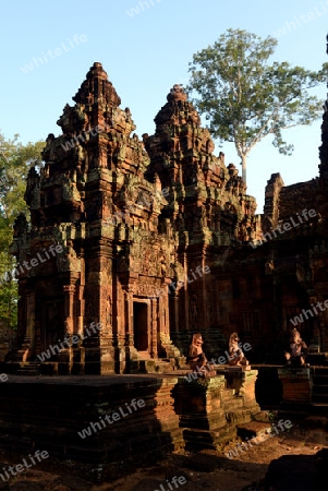 The Tempel Ruin of  Banteay Srei about 32 Km north of the Temple City of Angkor near the City of Siem Riep in the west of Cambodia.