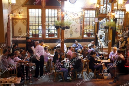  Ein traditionelles Cafe im Souq und Altstadt von Damaskus in der Hauptstadt von Syrien. 