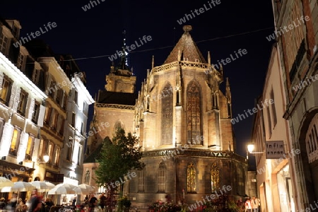 the Market Hall in the old city of Colmar in  the province of Alsace in France in Europe