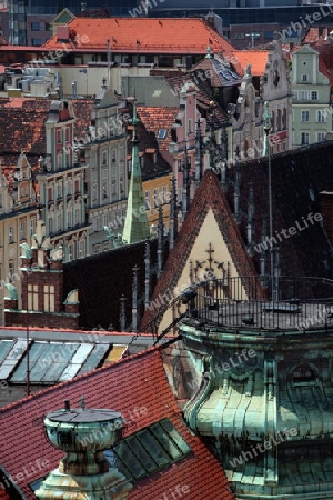 Der Stray Rynek Platz  in der Altstadt von Wroclaw oder Breslau im westen von Polen.