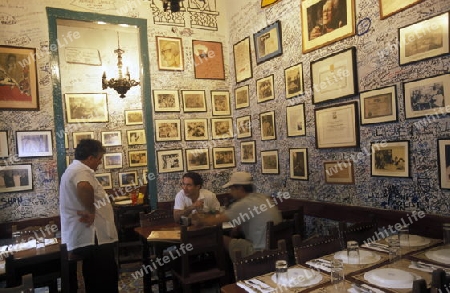 the Bar La Bodeguita del medio in the city of Havana on Cuba in the caribbean sea.