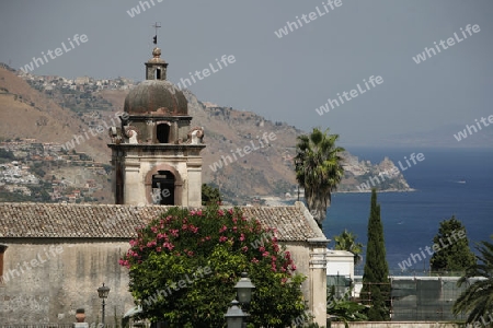 The old Town of  Taormina in Sicily in south Italy in Europe.