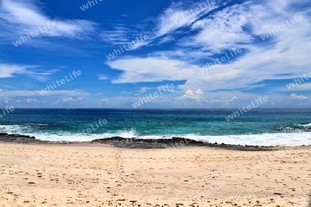 Sunny day beach view on the paradise islands Seychelles.