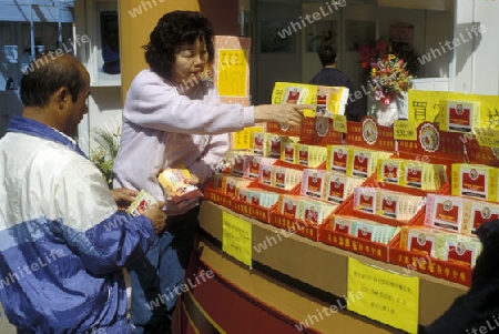 tea at a Teamarket in Kowloon in Hong Kong in the south of China in Asia.