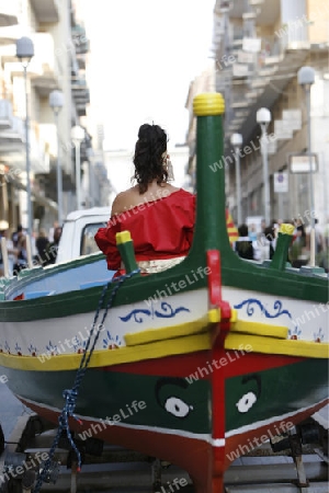 a history ceremony in the old Town of Siracusa in Sicily in south Italy in Europe.