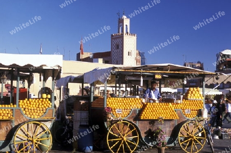 The Old Town near the Djemma del Fna Square in the old town of Marrakesh in Morocco in North Africa.
