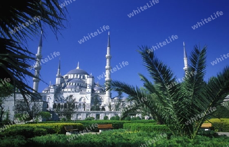 Die Blaue Moschee im Stadtteil Sulranahmet in Istanbul in der Tuerkey.