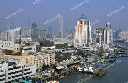 the Huangpu River in the City of Shanghai in china in east asia. 