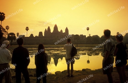 the angkor wat temple in Angkor at the town of siem riep in cambodia in southeastasia. 