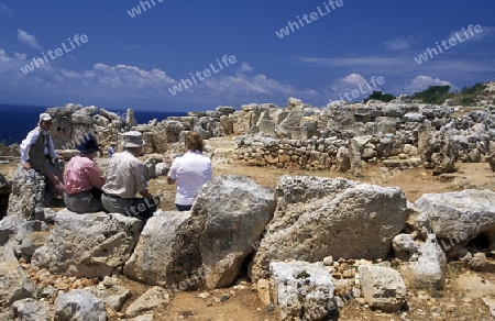 The Ruin of the Hagar Qim Temple in the south of Malta in Europe.