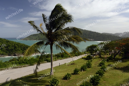 Der Aussichtspunkt Kap Promthep bei der Rawai Beach im sueden der Insel Phuket im sueden von Thailand in Suedostasien.