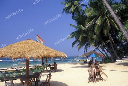 Ein Strand bei Hikkaduwa im sueden von Sri Lanka in Asien.