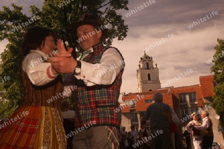 a Summer Festival in a Parc in the old City of Vilnius in the Baltic State of Lithuania,  