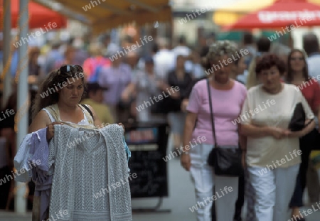 Die Markthalle in der Altstadt in der Hauptstadt von Ungarn in Osteuropa..