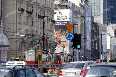 A City Train the modern City of Warsaw in Poland, East Europe.