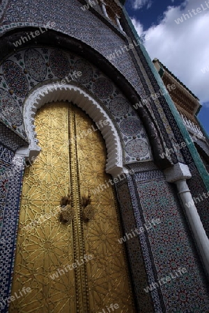 The Kindpalace of  Dar el Makhzen in the old City in the historical Town of Fes in Morocco in north Africa.