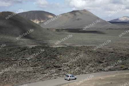 The  Vulkan National Park Timanfaya on the Island of Lanzarote on the Canary Islands of Spain in the Atlantic Ocean. on the Island of Lanzarote on the Canary Islands of Spain in the Atlantic Ocean.
