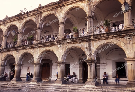 the main square in the old town in the city of Antigua in Guatemala in central America.   