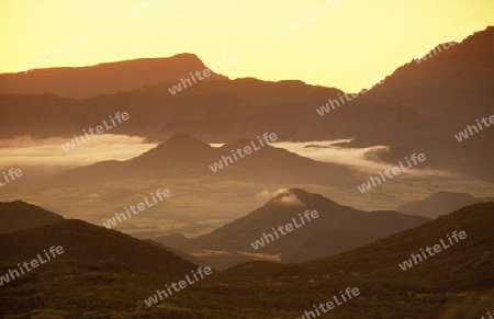 The landscape allround the Grand Bassin on the Island of La Reunion in the Indian Ocean in Africa.