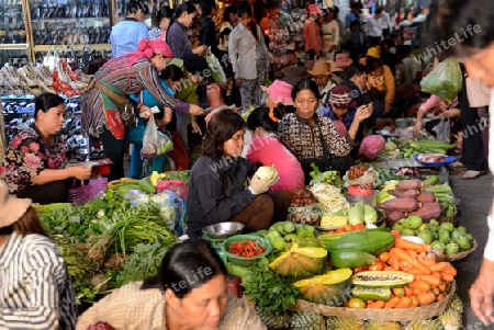 The Market in the old City of Siem Riep neat the Ankro Wat Temples in the west of Cambodia.